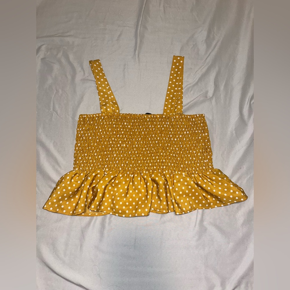 Yellow Polka Dot Smocked Top